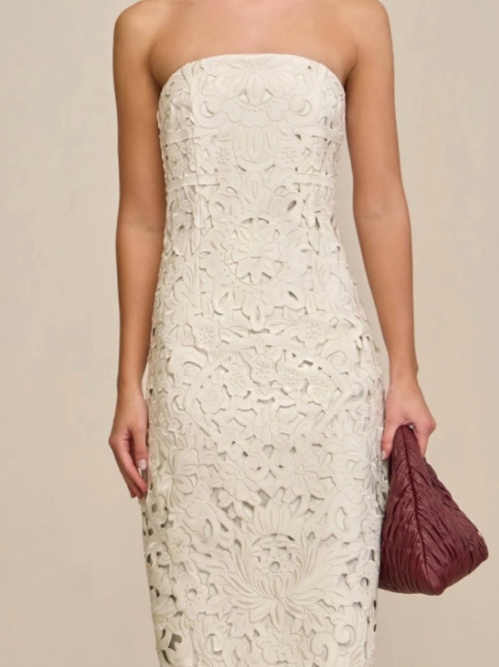 NWT Cult Gaia Raylene Strapless Floral Dress in Mushroom - Picture 2 of 7
